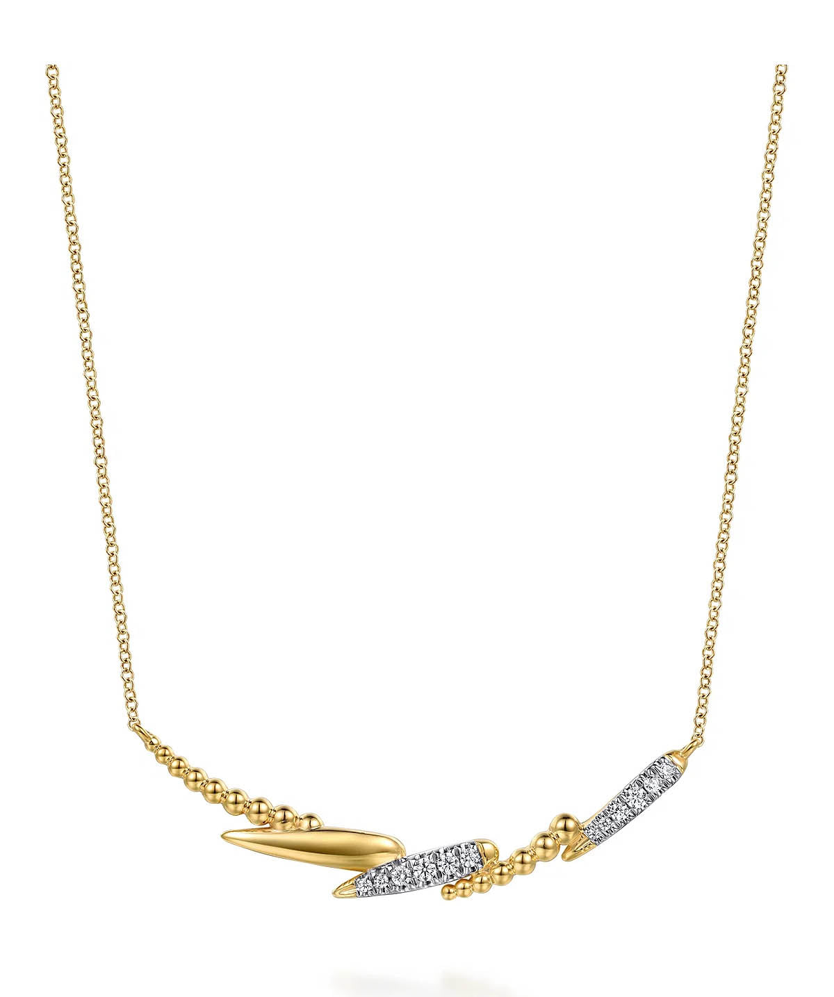 Bujukan Punk - 14K Yellow Gold Bujukan and Diamond Bar Necklace