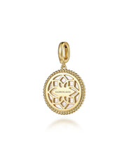 14K Yellow Gold and Sterling Silver Round Mother of Pearl Inlay Pendant