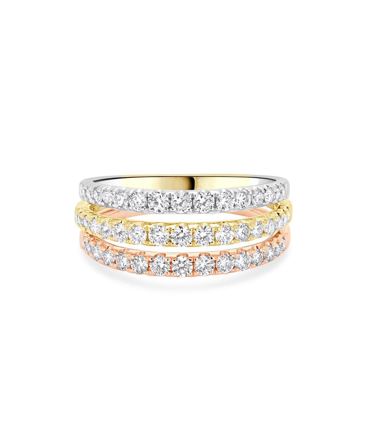 14K Tri-Tone Gold Diamond Fashion Ring