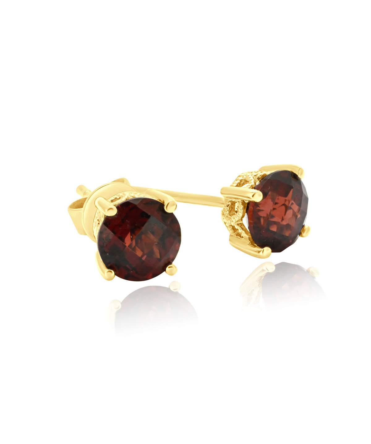 14K Yellow Gold 2.00ct Garnet Stud Earrings