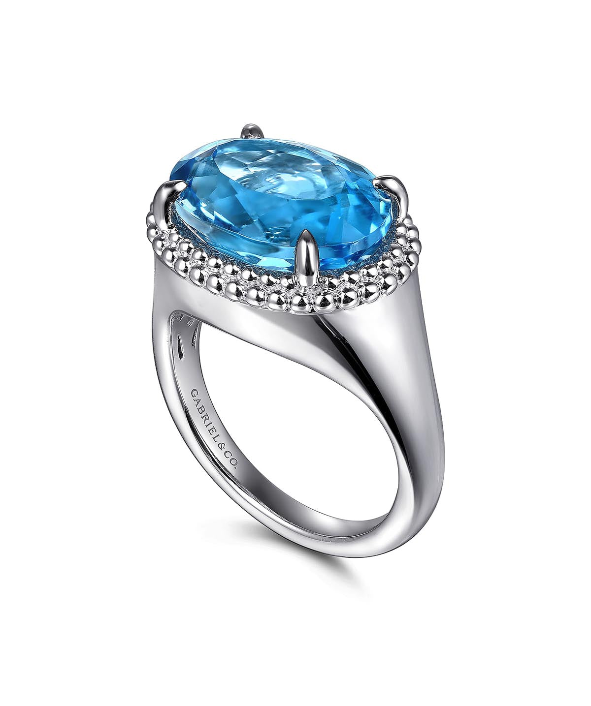925 Sterling Silver Bujukan Blue Topaz Signet Ring