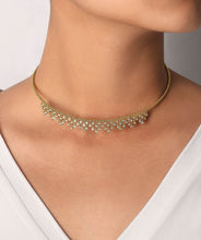 14K Yellow Gold Diamond Clusters Bujukan Beaded Choker Necklace