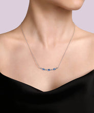 925 Sterling Silver Bujukan Blue Topaz Bar Necklace