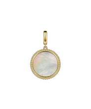 14K Yellow Gold and Sterling Silver Round Mother of Pearl Inlay Pendant