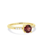 14K Yellow Gold 6mm London Garnet and Diamond Ring