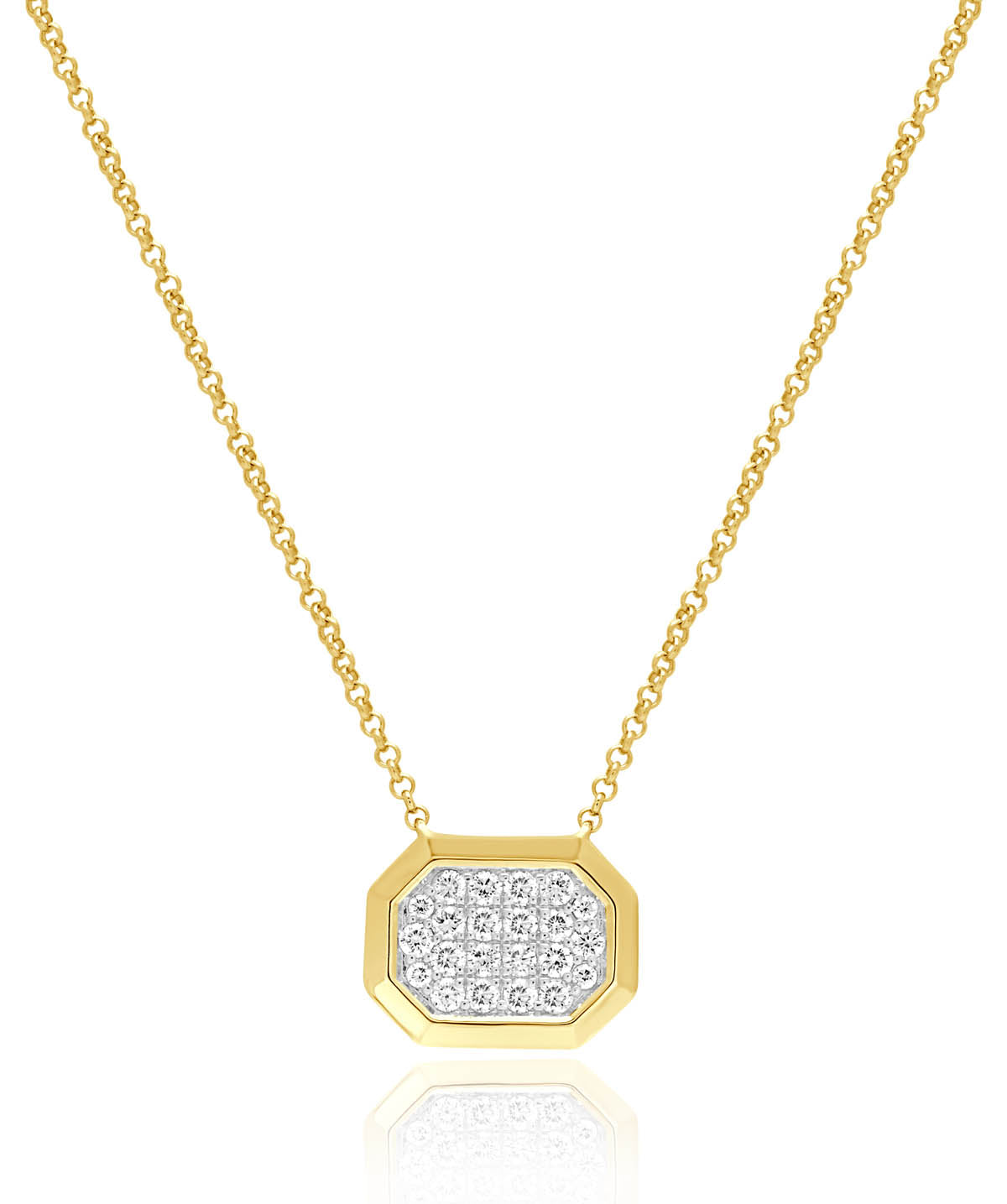 14K Yellow Gold Bezel Set Diamond Cluster Pendant Necklace