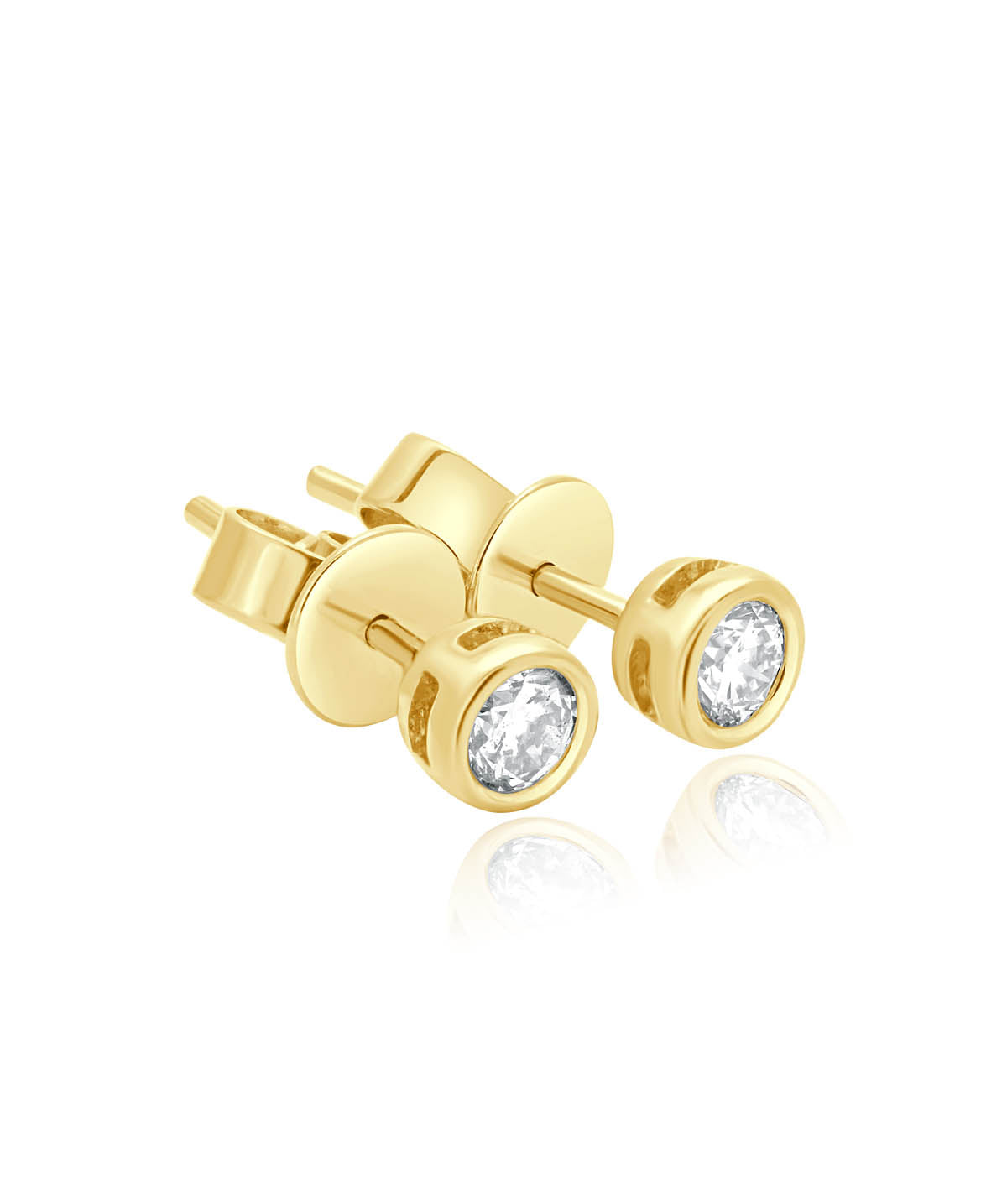 14K Yellow Gold 0.30cttw Diamond Bezel Stud Earrings