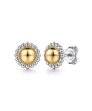 925 Sterling Silver and 14K Yellow Gold Fashion Stud Earrings