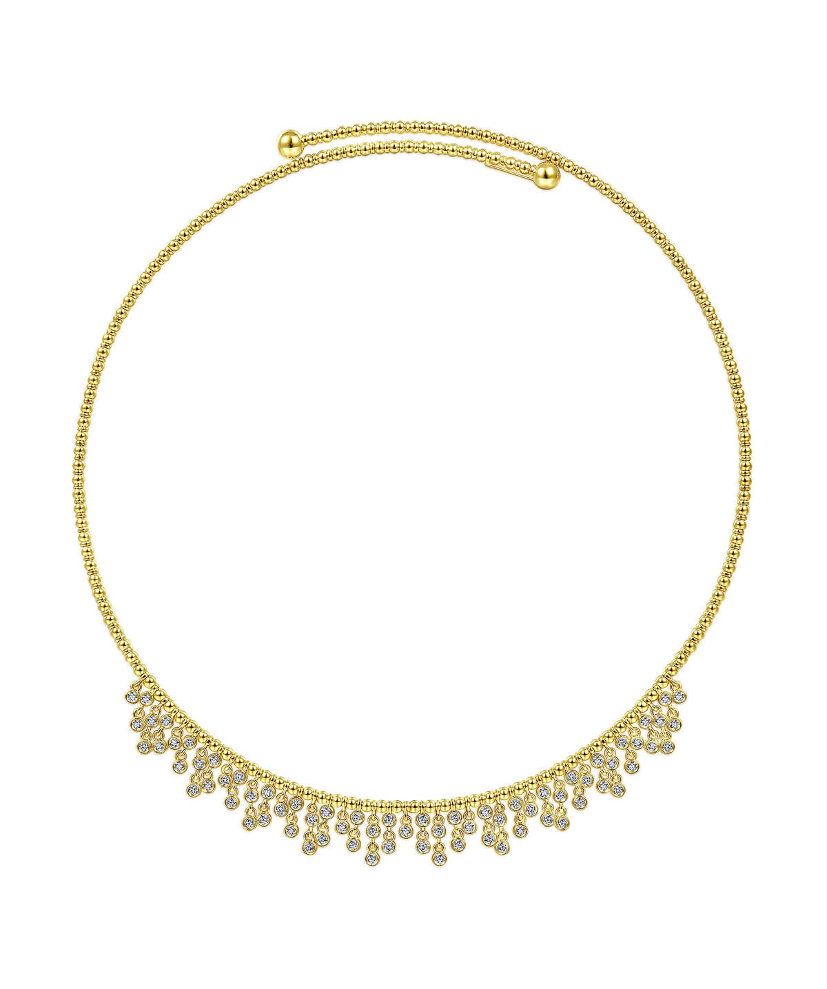 14K Yellow Gold Diamond Clusters Bujukan Beaded Choker Necklace