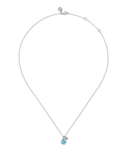 925 Sterling Silver Pear Blue Topaz Bujukan Pendant Necklace
