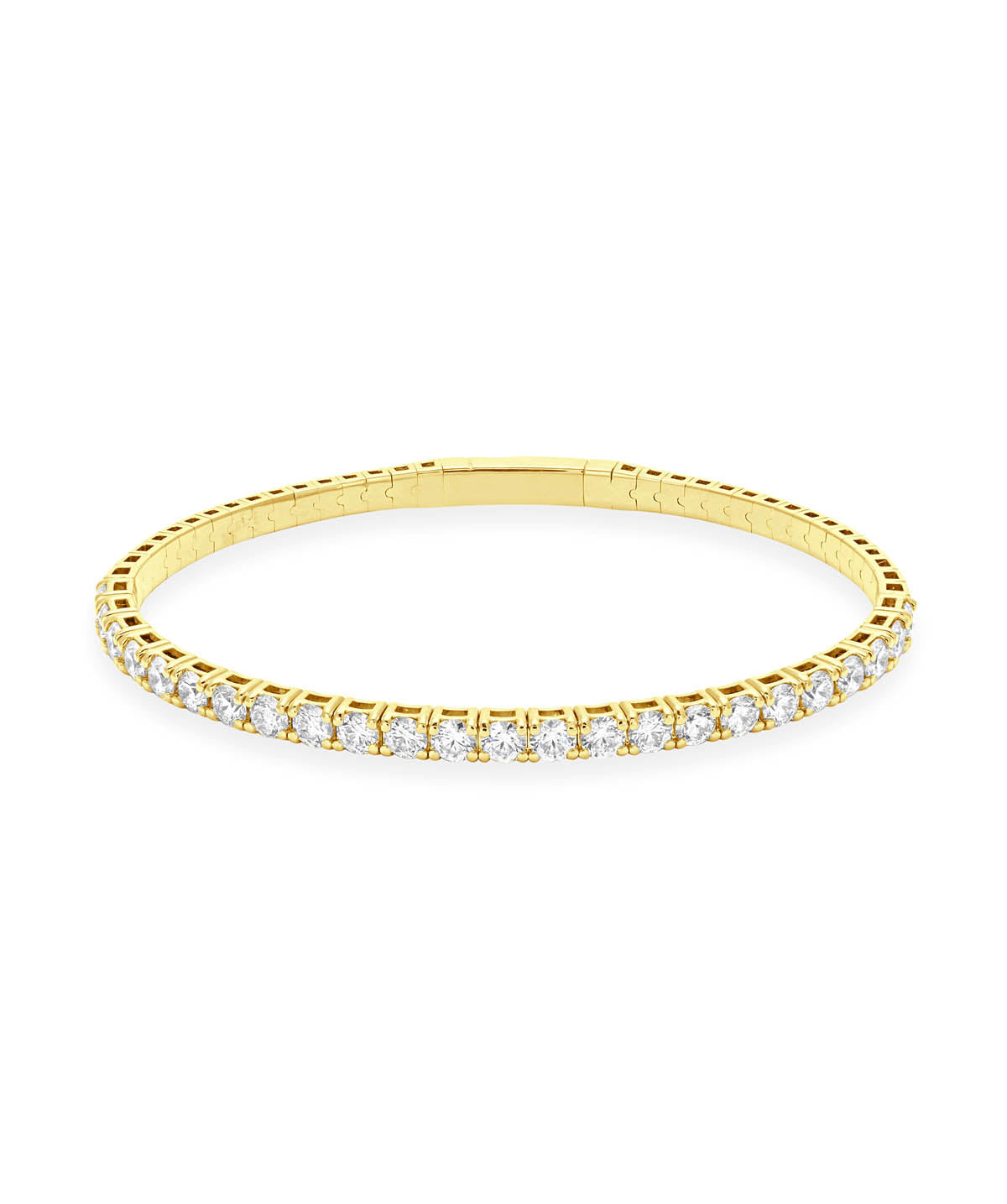 14K Yellow Gold Diamond Flexible Bangle Bracelet 4.00cttw