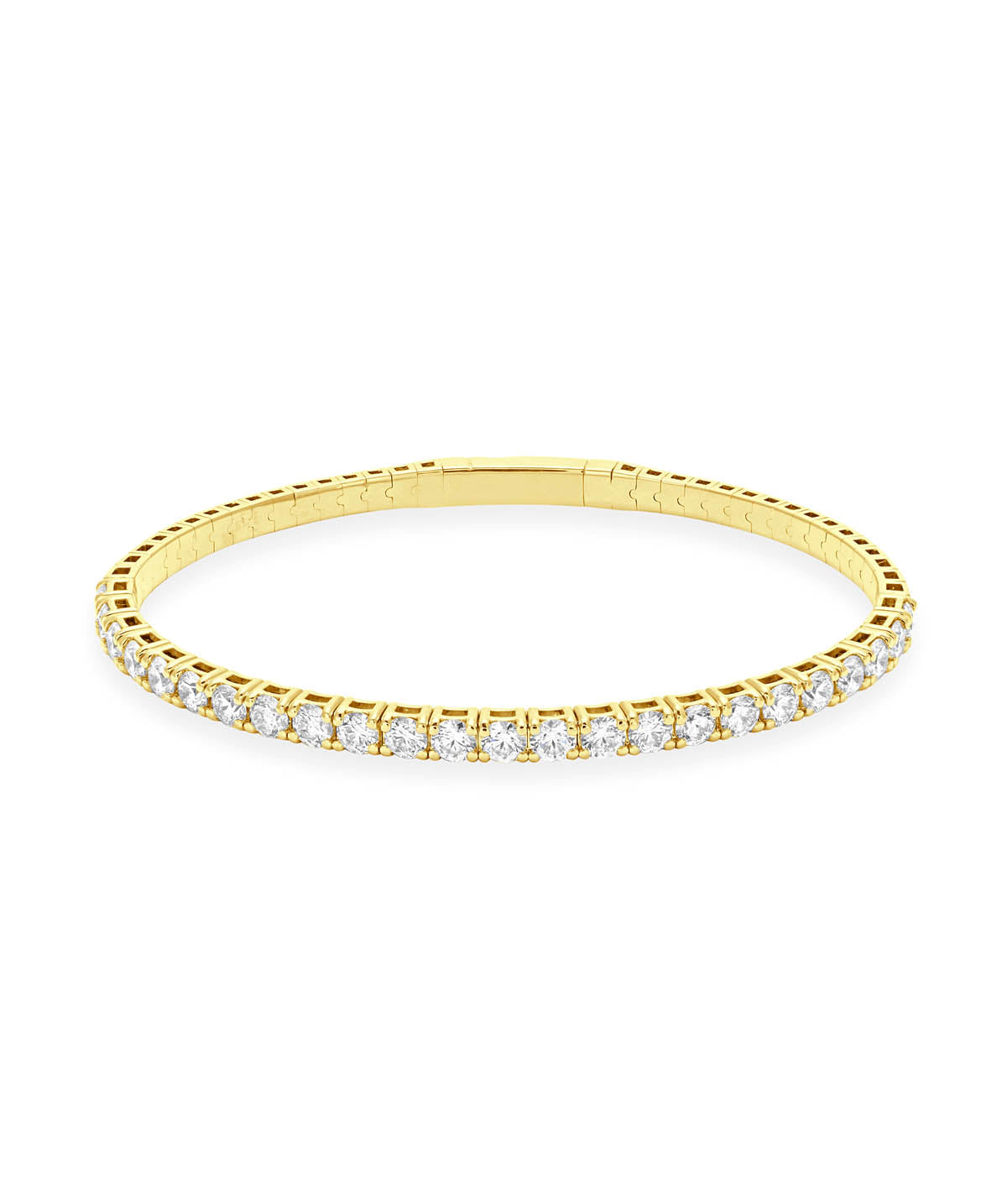 14K Yellow Gold Diamond Flexible Bangle Bracelet 4.05cttw