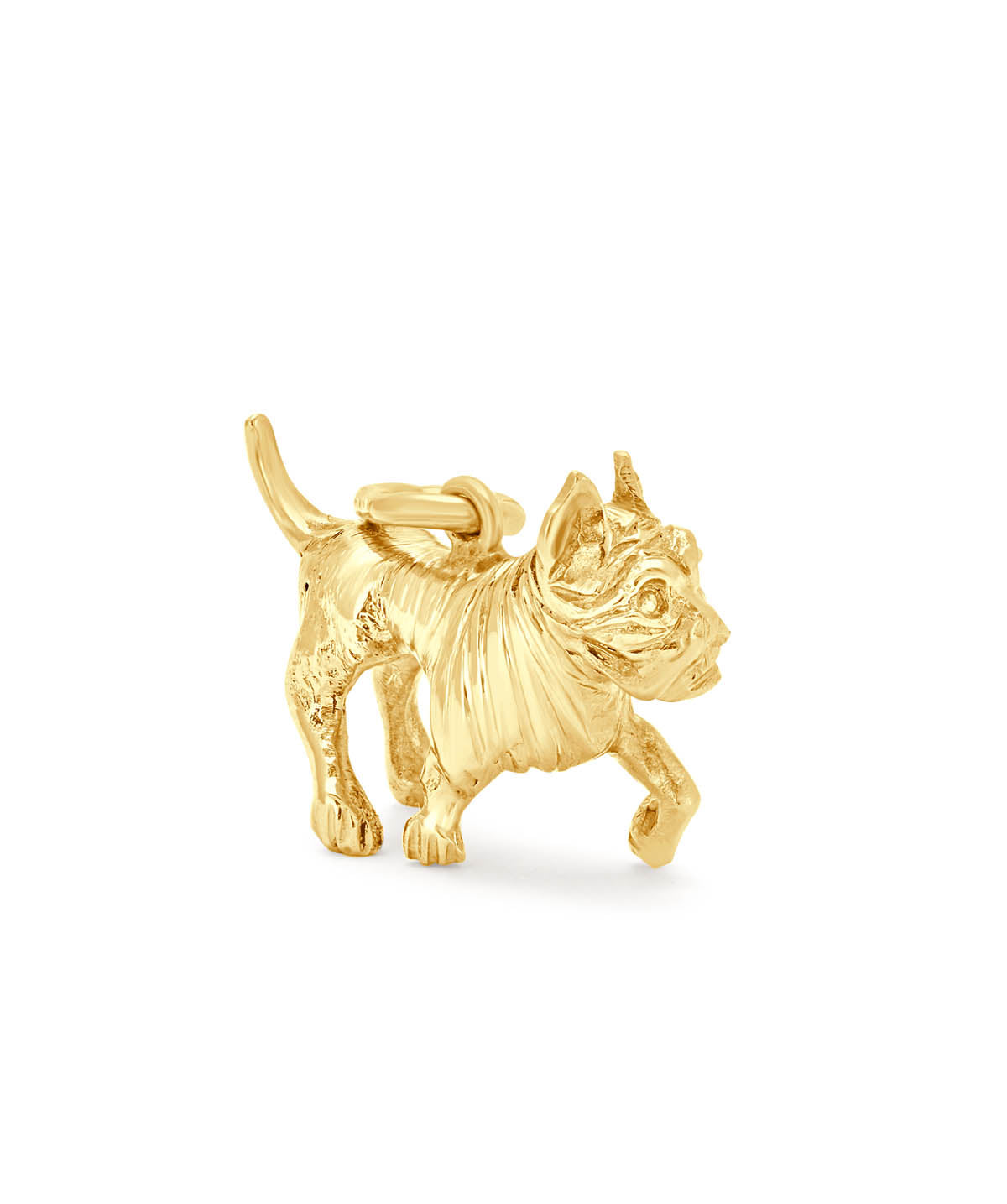 14K Yellow Gold Dog Charm Pendant