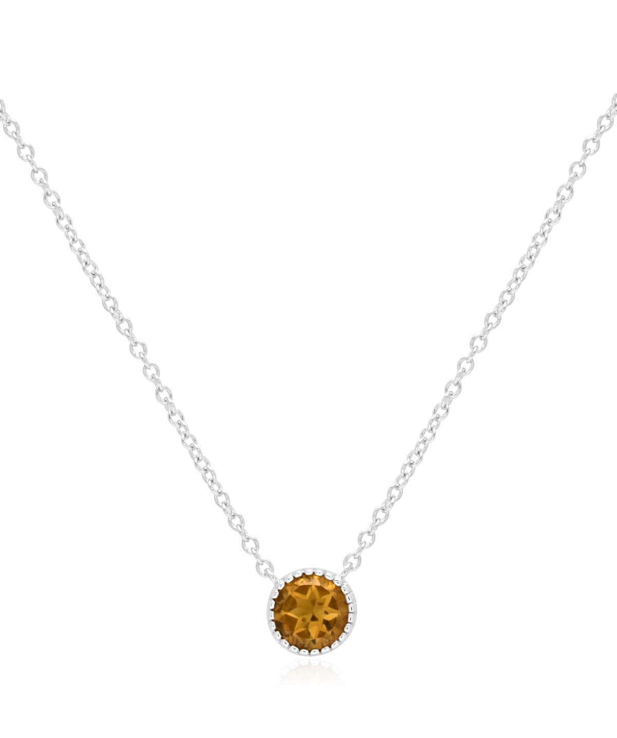 Sterling Silver Bezel Set Citrine Pendant Necklace