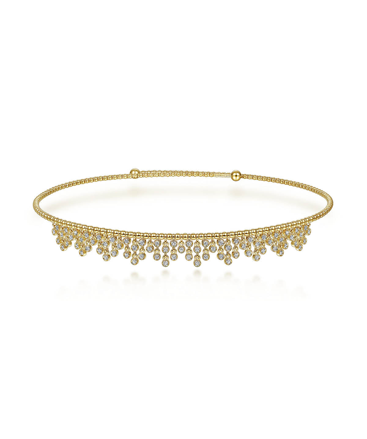 14K Yellow Gold Diamond Clusters Bujukan Beaded Choker Necklace