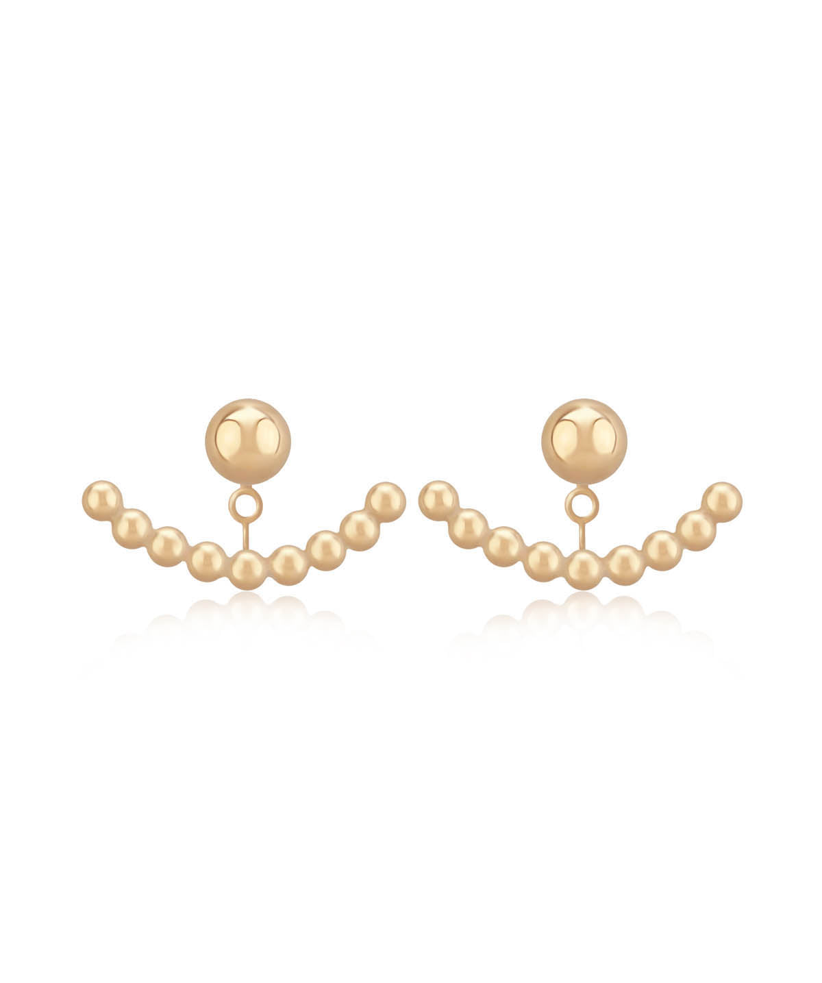 14K Yellow Gold 5mm Ball and Beaded Drop Stud Earrings