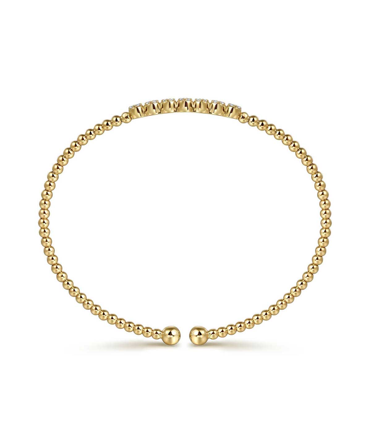 14K Yellow Gold Bujukan Bead and Cluster Diamond Bangle