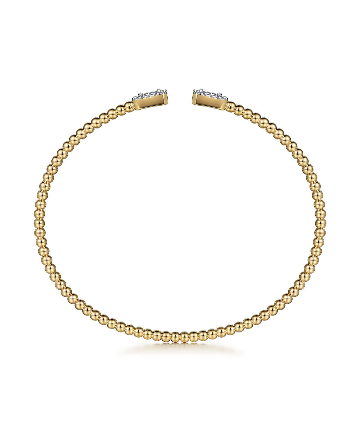 14K Yellow Gold Bujukan Open Cuff Bracelet with Diamond Baguettes