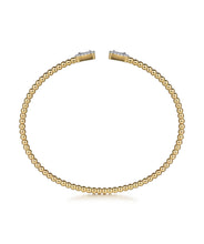 14K Yellow Gold Bujukan Open Cuff Bracelet with Diamond Baguettes