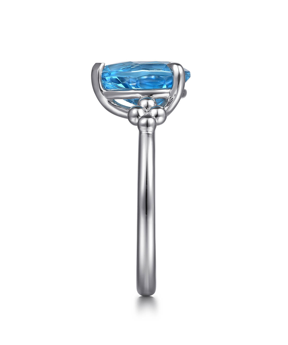 925 Sterling Silver Pear Blue Topaz Bujukan Ring