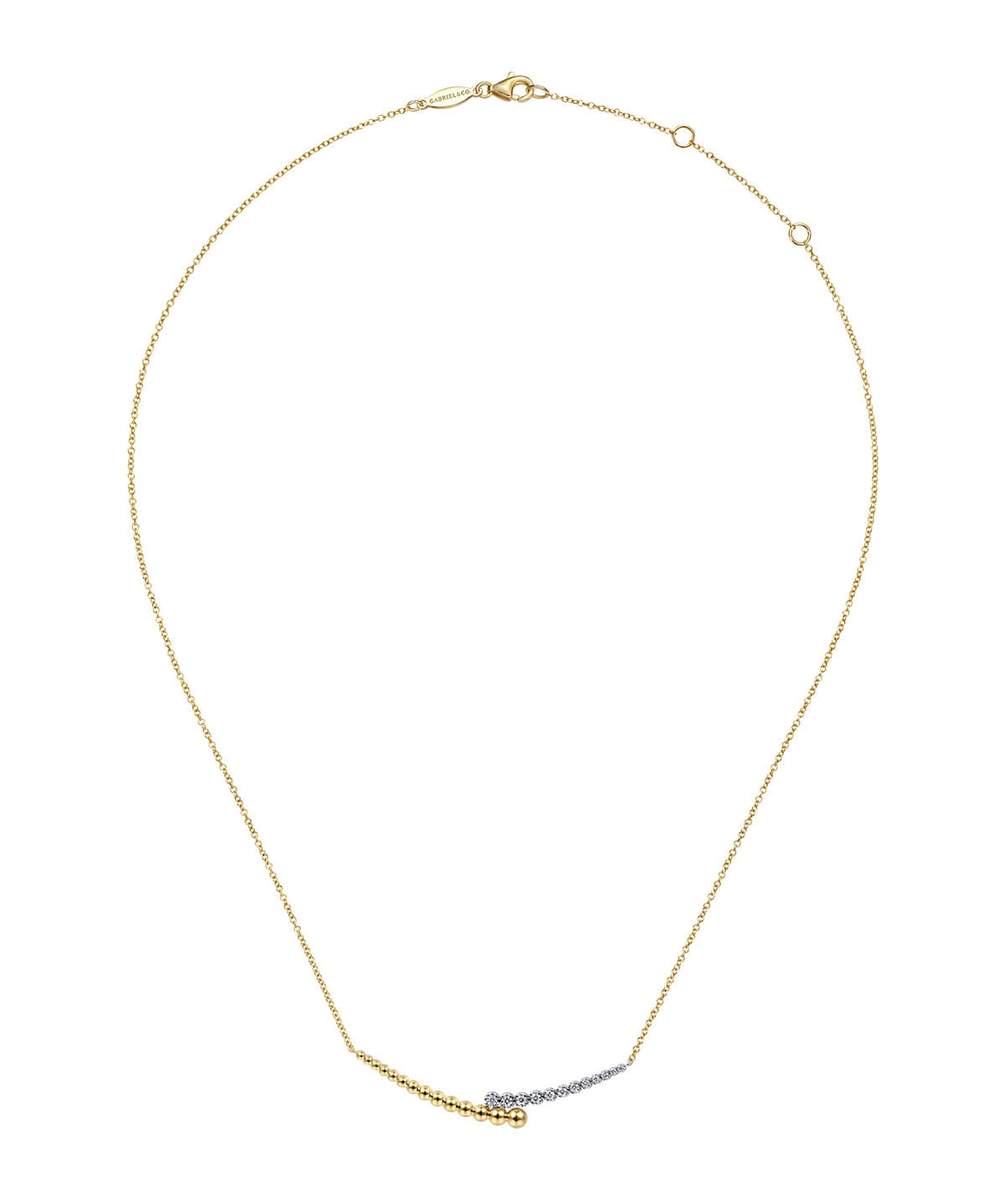 14K Yellow-White Gold Bujukan Diamond Bar Necklace