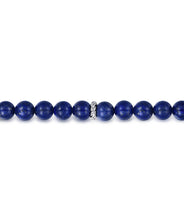 925 Sterling Silver 8mm Lapis Beaded Bracelet