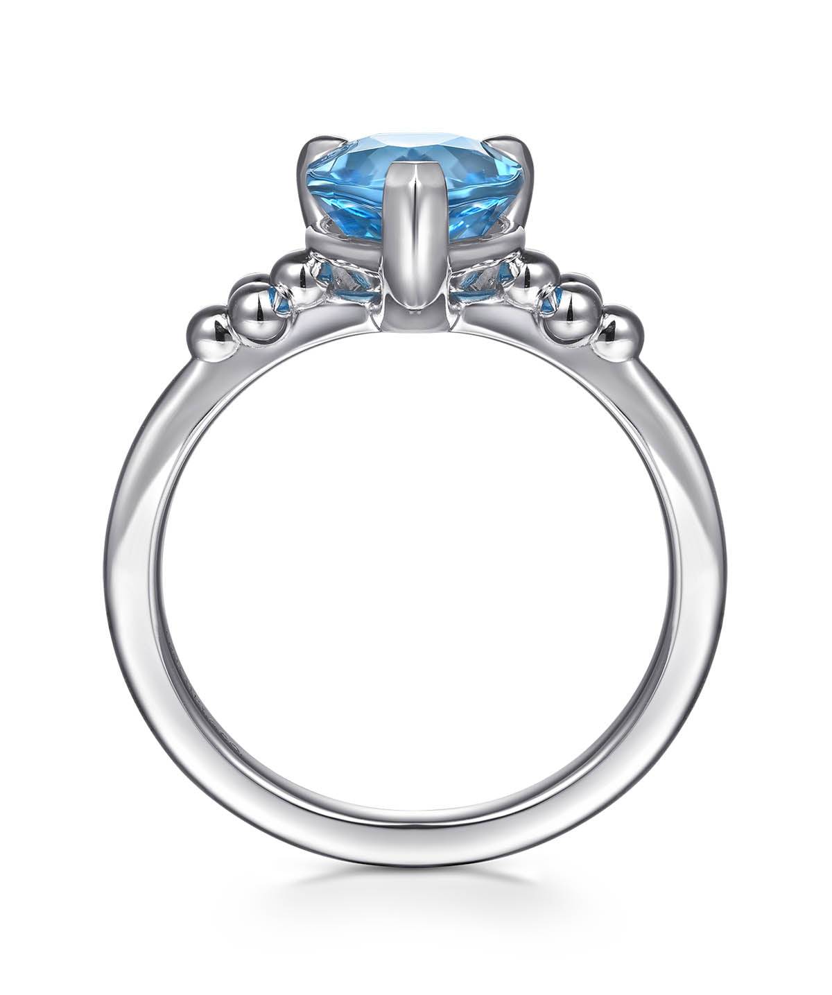 925 Sterling Silver Pear Blue Topaz Bujukan Ring