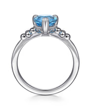 925 Sterling Silver Pear Blue Topaz Bujukan Ring