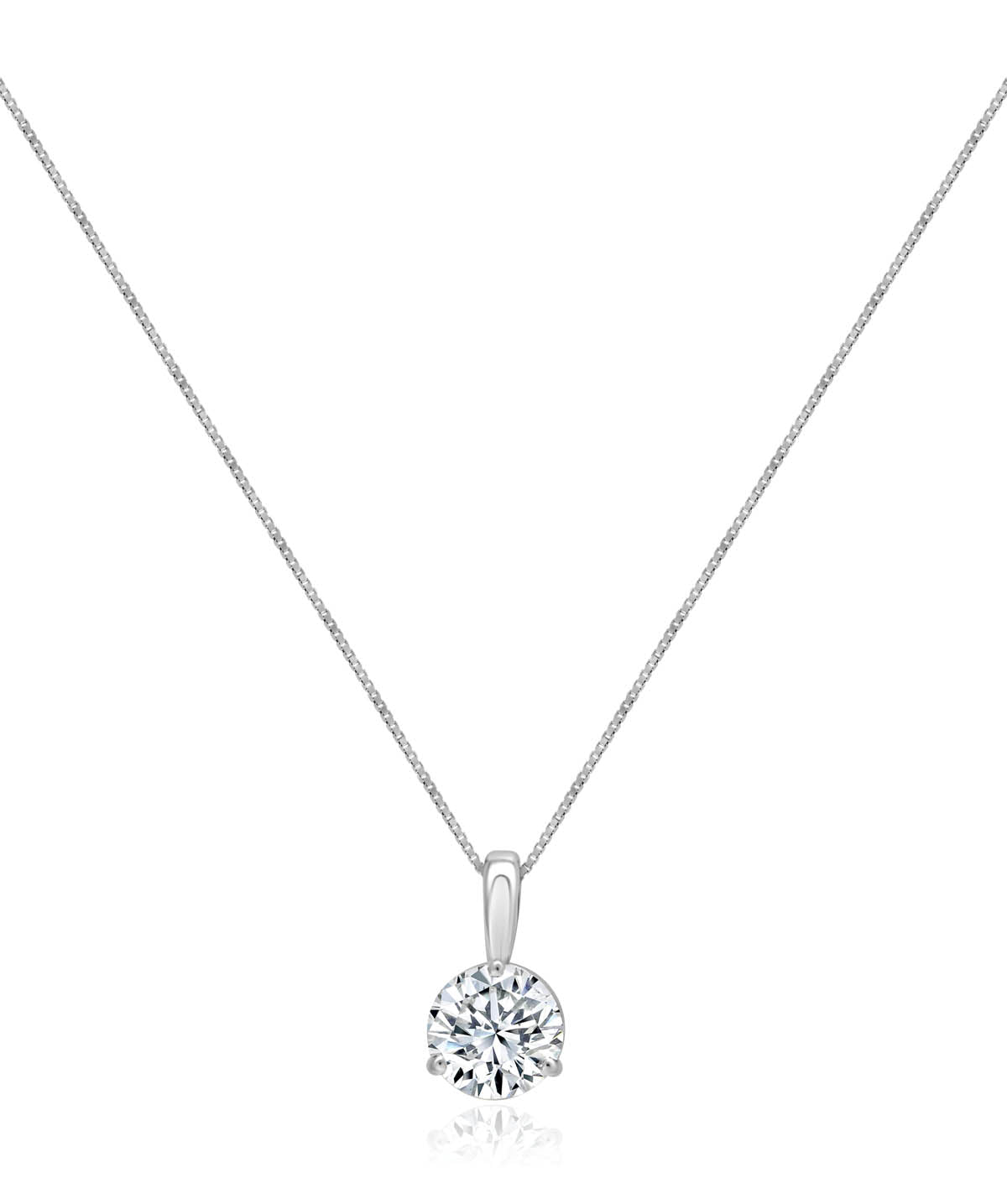 14K White Gold Three Prong Solitaire Pendant