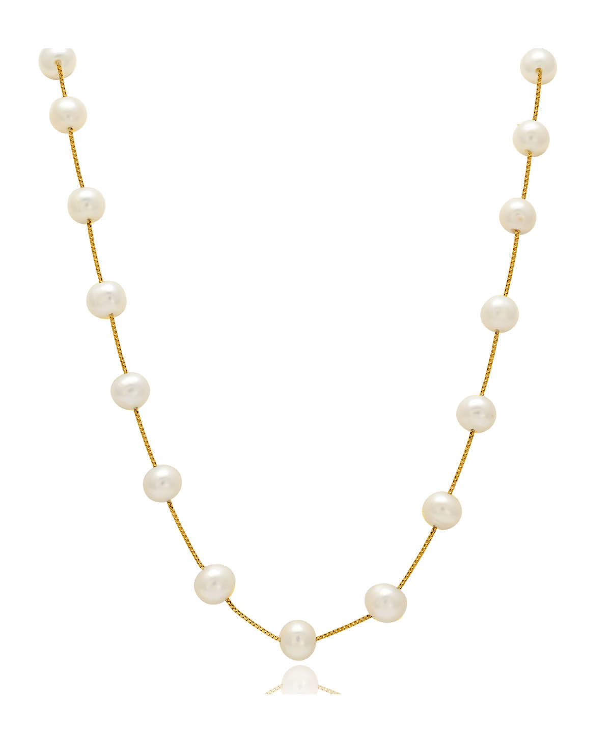10K Yellow Gold Pearl Station Necklace
