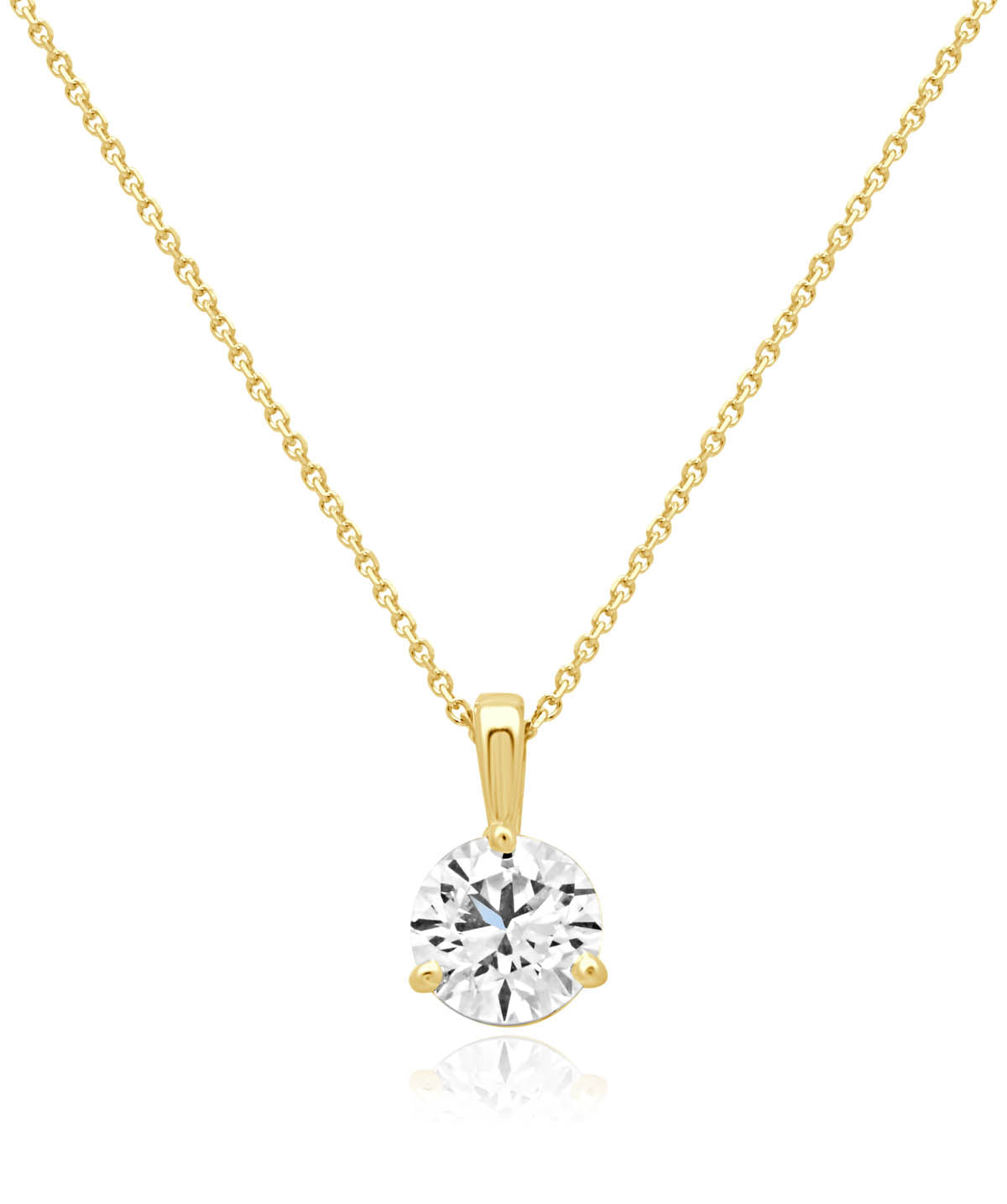 14K Yellow Gold 2.00cttw Lab Grown Diamond Solitaire Pendant Necklace