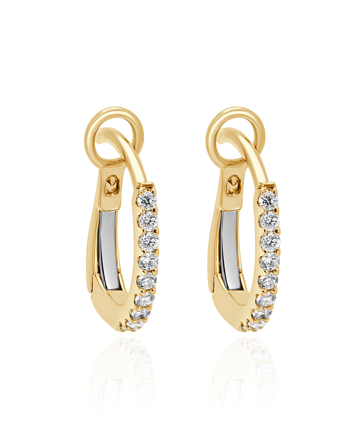 14K Yellow Gold Diamond Hoop Earrings