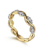 14K Yellow Gold Diamond Twisted Stackable Ring