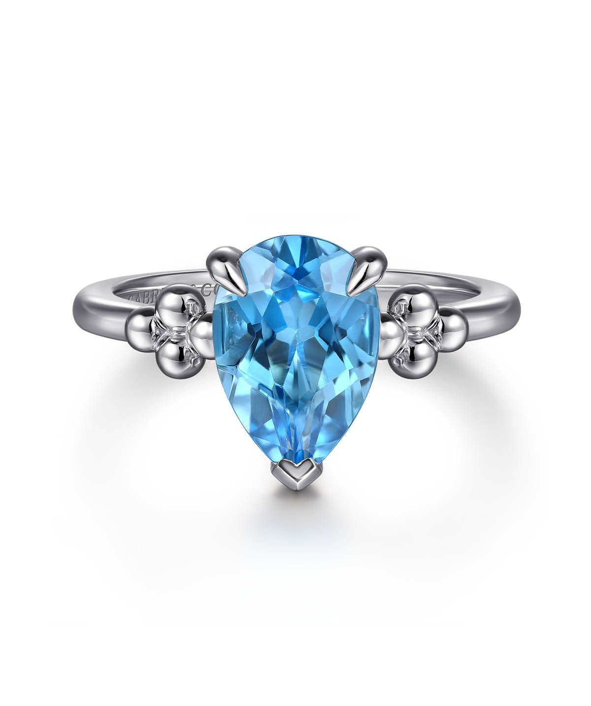 925 Sterling Silver Pear Blue Topaz Bujukan Ring