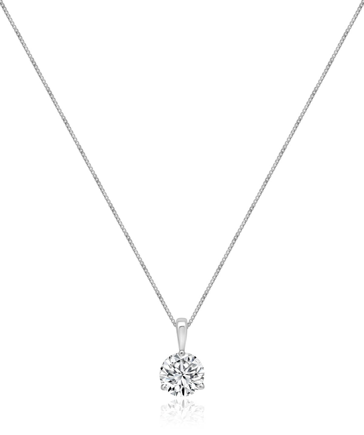 14K White Gold Three Prong Solitaire Pendant