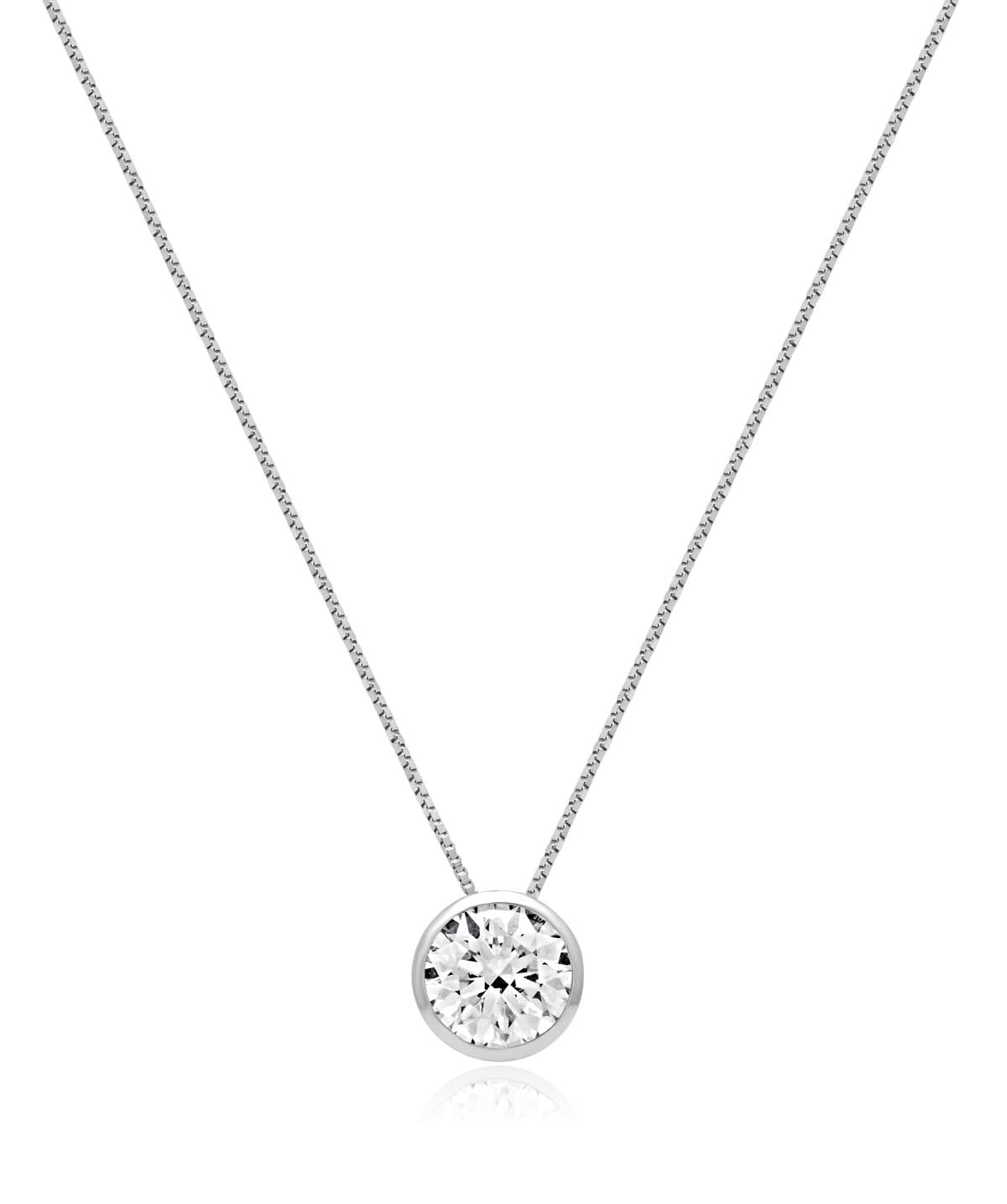 14K White Gold Lab Grown 2.00ct Diamond Bezel Solitaire Pendant