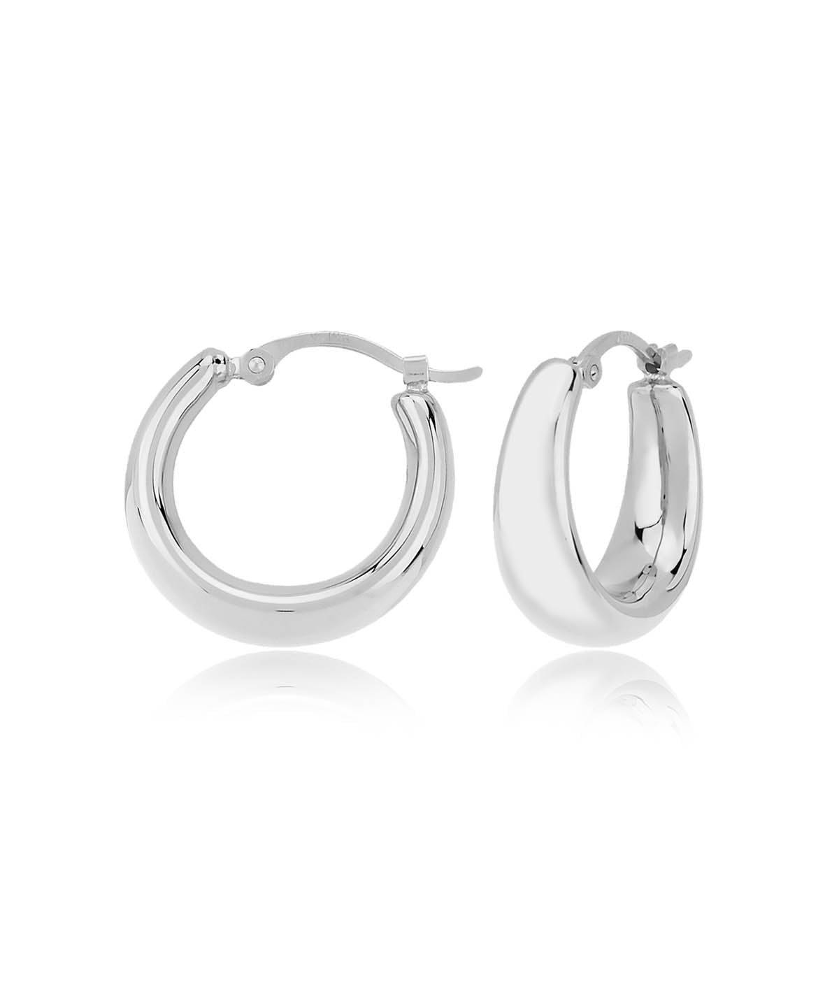 14K White Gold Small Plain Round Hoop Earrings