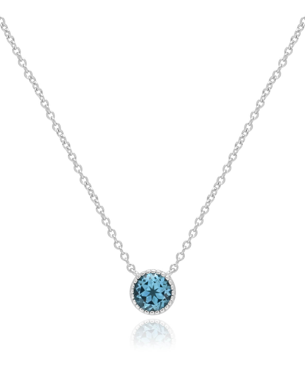 Sterling Silver Bezel Set Blue Topaz Pendant Necklace