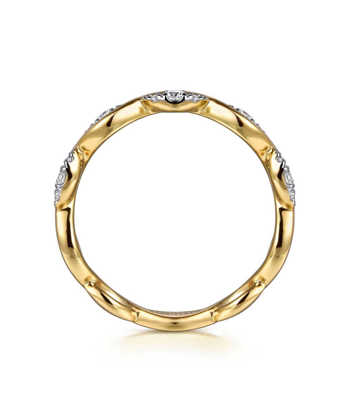 14K Yellow Gold Diamond Twisted Stackable Ring