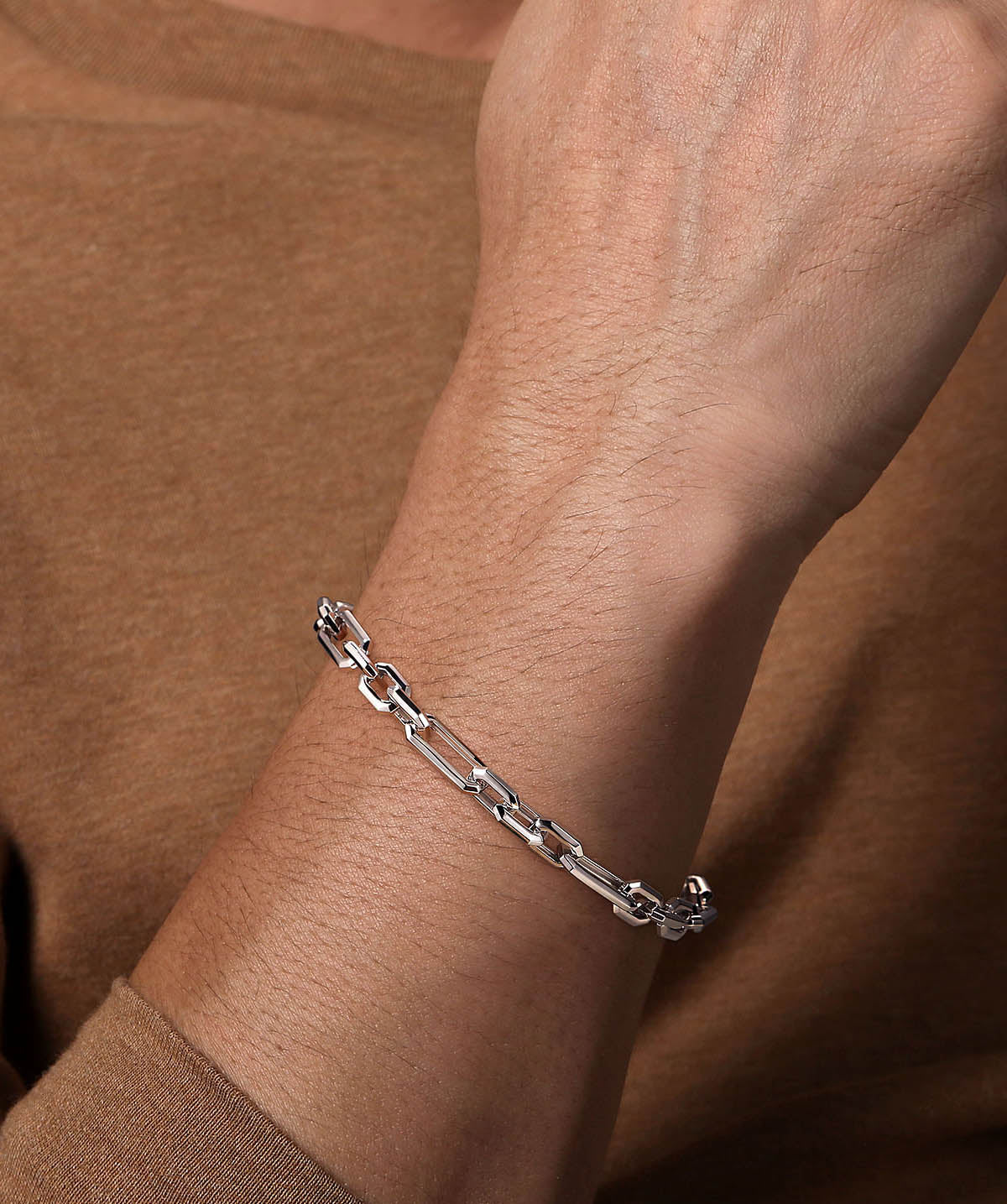 Sterling Silver Hollow Figaro Chain Bracelet