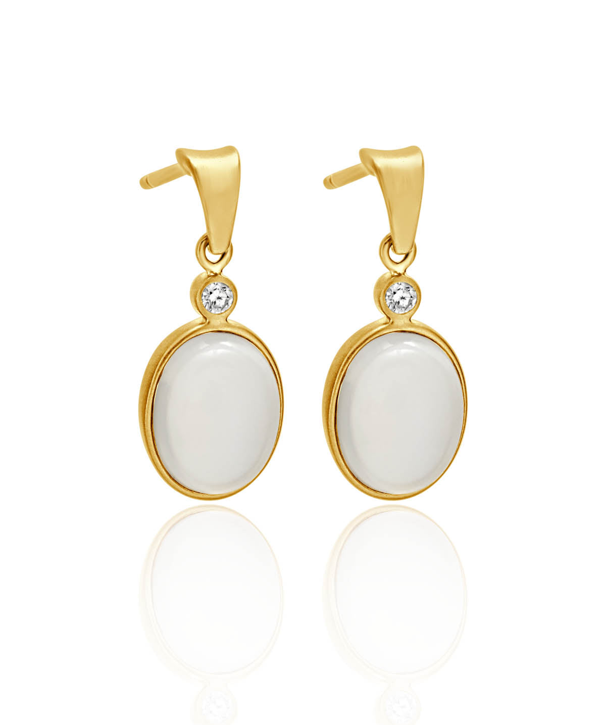 14K Yellow Gold 5.00ct Moonstone and Diamond Accented Drop Earrings
