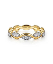 14K Yellow Gold Diamond Twisted Stackable Ring