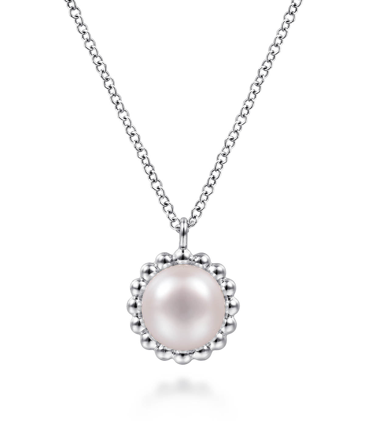 ◇roaju◇ [silver925]connecting link pearl necklace Pearl Cuban Chain Necklace Silver | JAXXON