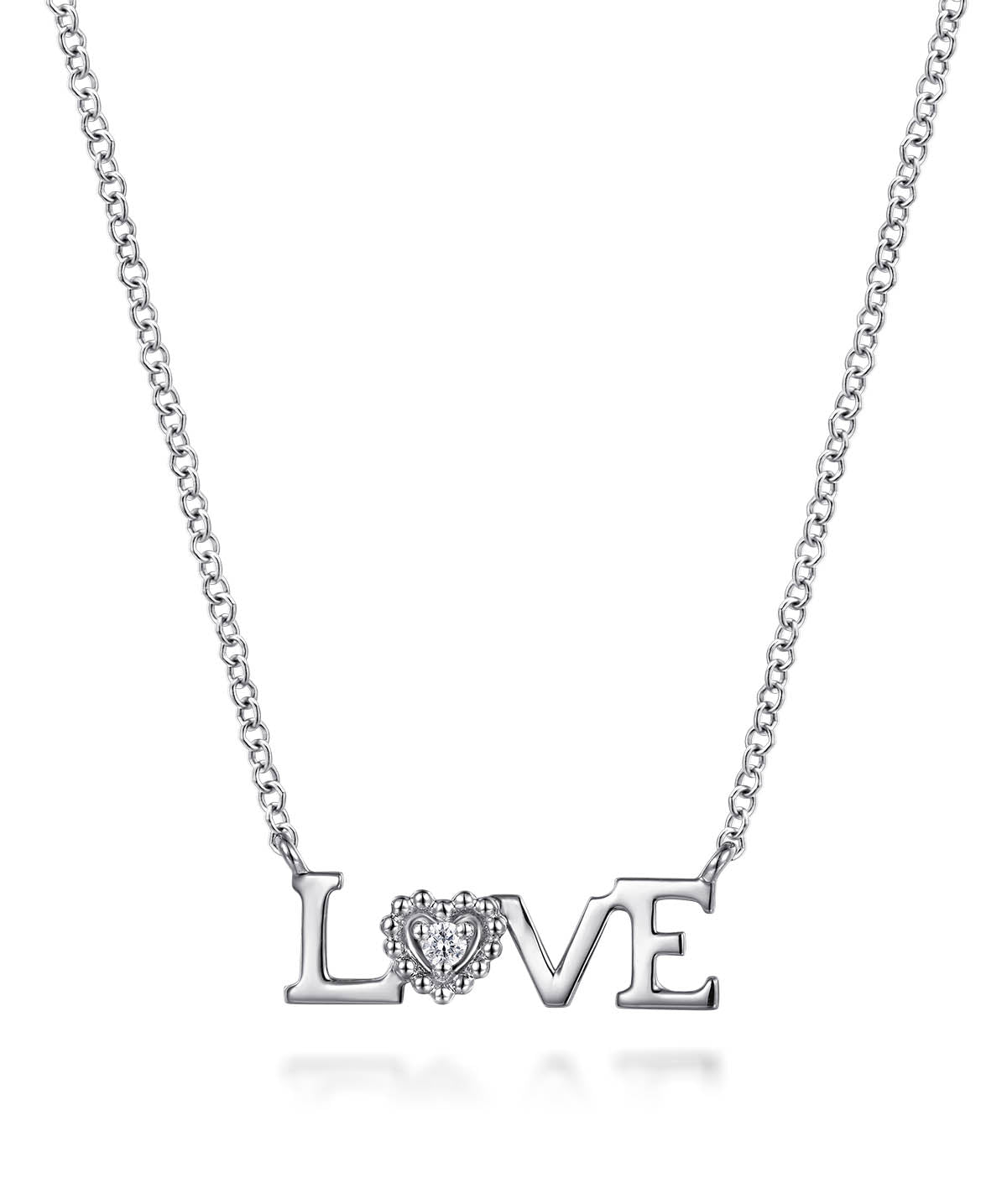 925 Sterling Silver Diamond Bujukan LOVE Pendant Necklace