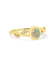 14K Yellow Gold Opal and Diamond Accented Ring