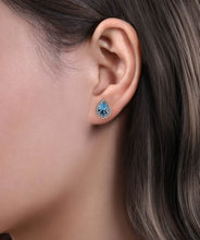 925 Sterling Silver Faceted Swiss Blue Topaz Pear Shape Bujukan Stud Earrings