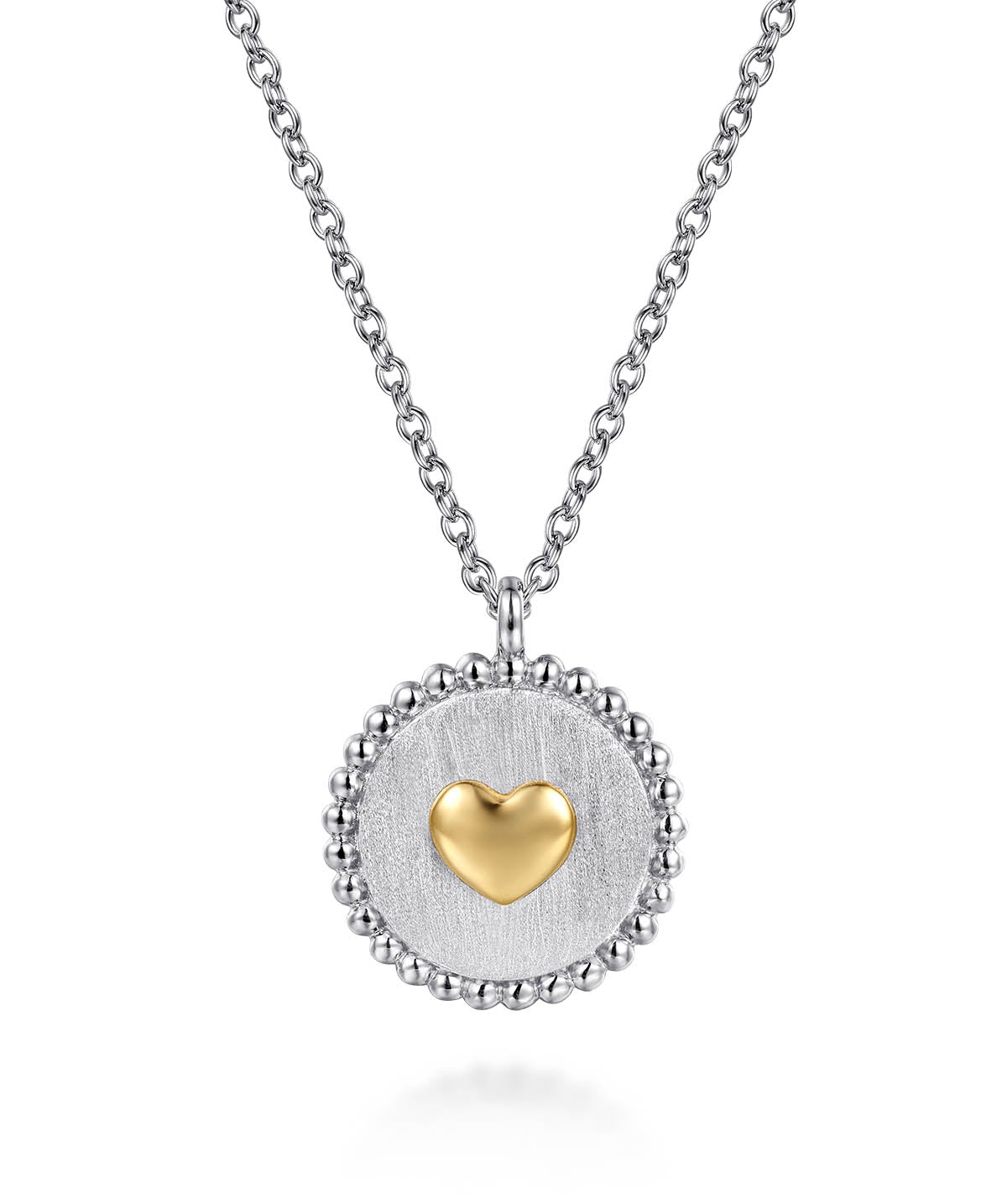 14K Yellow Gold 925 Sterling Silver Bujukan Heart Medallion Pendant Necklace