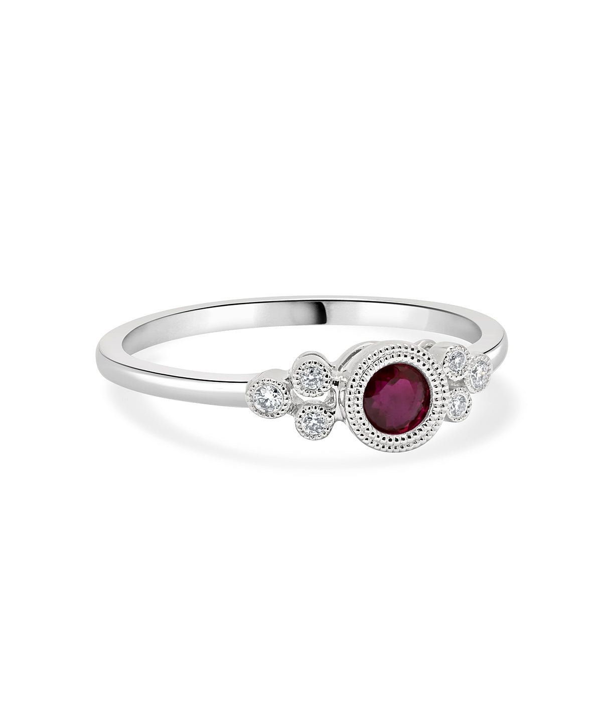 14K White Gold 0.39ct Ruby and Diamond Ring