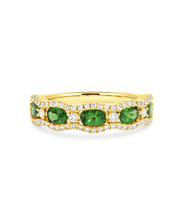 14K Yellow Gold 1.00ct Tsavorite and Diamond Band Style Ring
