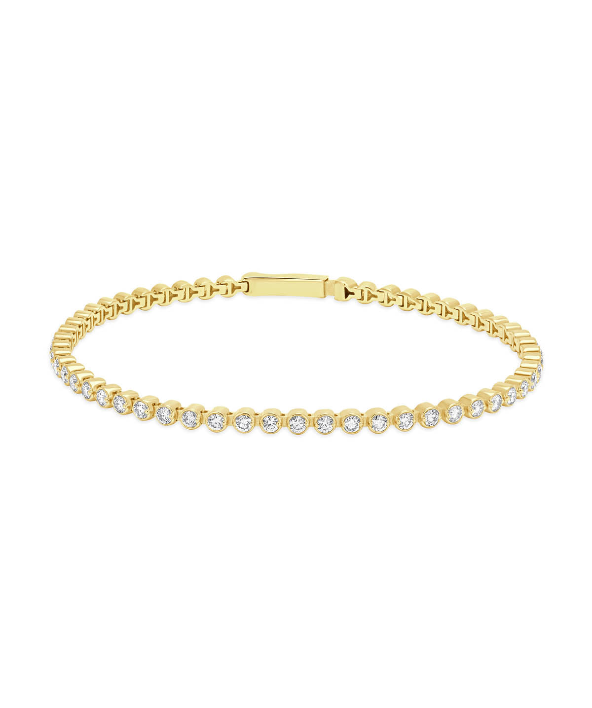 14K Yellow Gold 7 Inch Bezel Set Diamond Tennis Bracelet